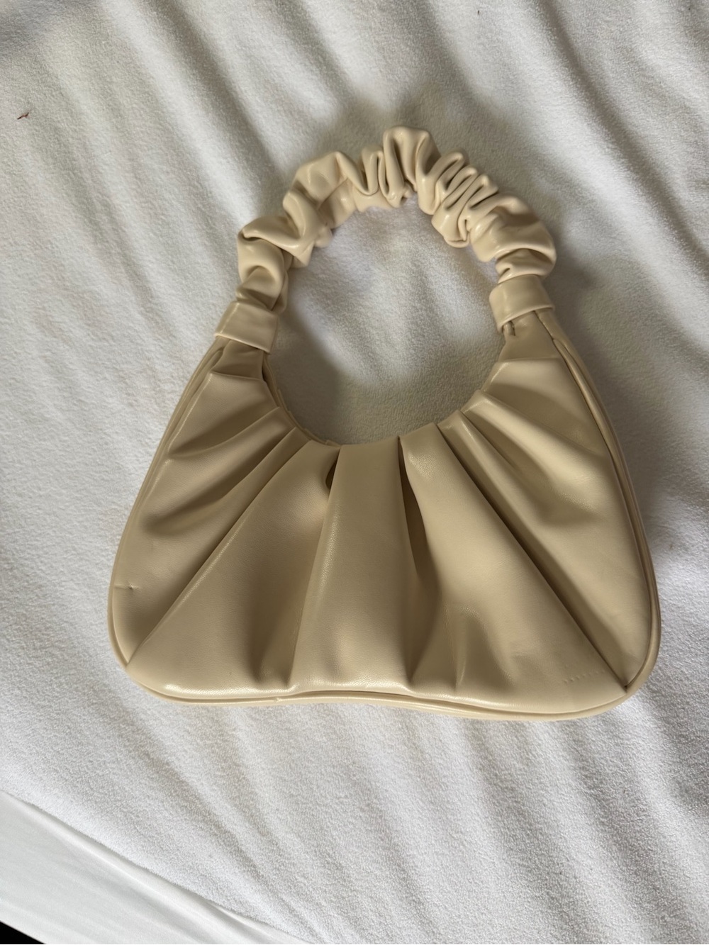 Jwpei Cream Ruched Handle Shoulder Bag -